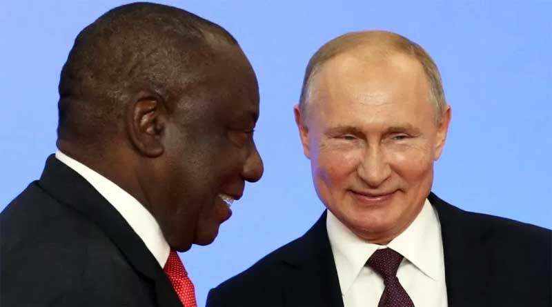 Vladimir Putin with Ramaphosa in South Africa